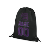 Custom Black Purple Drawstring Bag