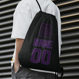 Custom Black Purple Drawstring Bag
