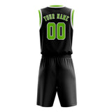 Custom Black Emerald Green Basketball Set