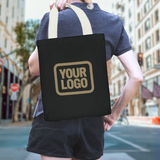 Custom Black Khaki Canvas Tote Bag