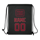 Custom Black Crimson Red Drawstring Bag