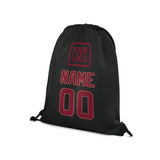 Custom Black Crimson Red Drawstring Bag