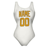 Custom White Yellow Swimsuit