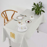 Custom White Brown Square Table Cloth