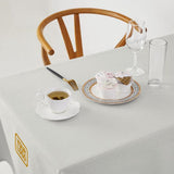 Custom White Brown Square Table Cloth