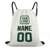 Custom White Green Drawstring Bag