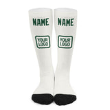 Custom White Green Knee-High Sock