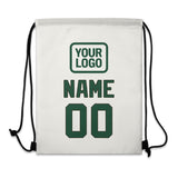 Custom White Green Drawstring Bag