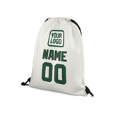 Custom White Green Drawstring Bag