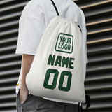 Custom White Green Drawstring Bag