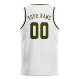 Custom White & Olive Colors Design Sports Basketball Jersey