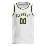 Custom White & Olive Colors Design Sports Basketball Jersey