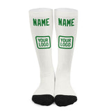 Custom White Emerald Green Knee-High Sock