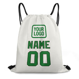 Custom White Emerald Green Drawstring Bag