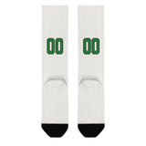 Custom White Emerald Green Knee-High Sock