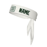 Custom White Dark Green Headband