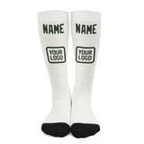 Custom White Dark Green Knee-High Sock