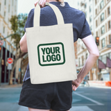 Custom White Dark Green Canvas Tote Bag