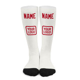 Custom White Red Knee-High Sock