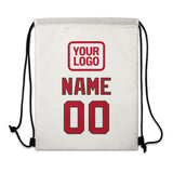 Custom White Red Drawstring Bag