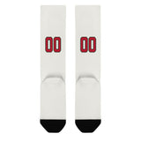 Custom White Red Knee-High Sock