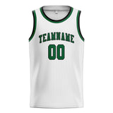 Custom White & Green Colors Design Sports Basketball Jersey