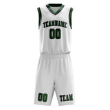 Custom White Green Basketball Set