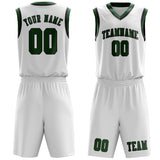 Custom White Green Basketball Set