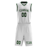 Custom White Green Basketball Set