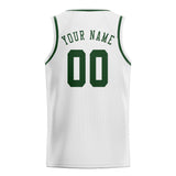 Custom White & Dark Green Colors Design Sports Basketball Jersey
