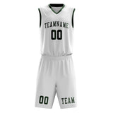 Custom White Dark Green Basketball Set