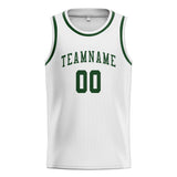 Custom White & Dark Green Colors Design Sports Basketball Jersey