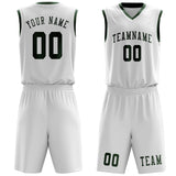 Custom White Dark Green Basketball Set