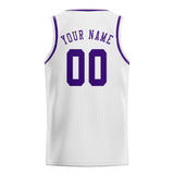 Custom White & Purple Colors Design Sports Basketball Jersey