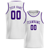 Custom White & Purple Colors Design Sports Basketball Jersey