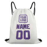 Custom White Light Purple Drawstring Bag