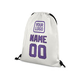 Custom White Light Purple Drawstring Bag