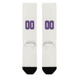 Custom White Light Purple Knee-High Sock