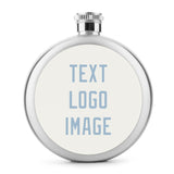 Custom White Light Blue Hip Flask