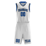 Custom White Light Blue Basketball Set