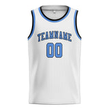 Custom White & Light Blue Colors Design Sports Basketball Jersey