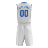 Custom White Light Blue Basketball Set