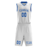 Custom White Light Blue Basketball Set