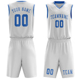 Custom White Light Blue Basketball Set