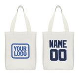 Custom White Navy Canvas Tote Bag