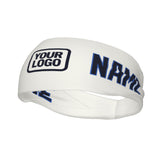Custom White Navy Sports headband