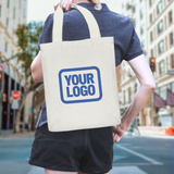 Custom White Navy Canvas Tote Bag