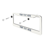 Custom White Blue License Plate Frame