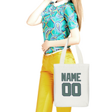 Custom White Blue Green Canvas Tote Bag
