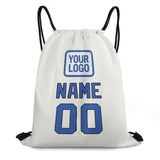 Custom White Sky Blue Drawstring Bag